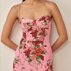 Reformation Strapless Pink Floral Dress
